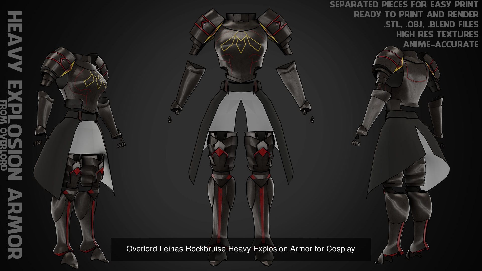 Overlord Leinas Heavy Explosion Armor and Spear for Cosplay 3D Model Collection_4