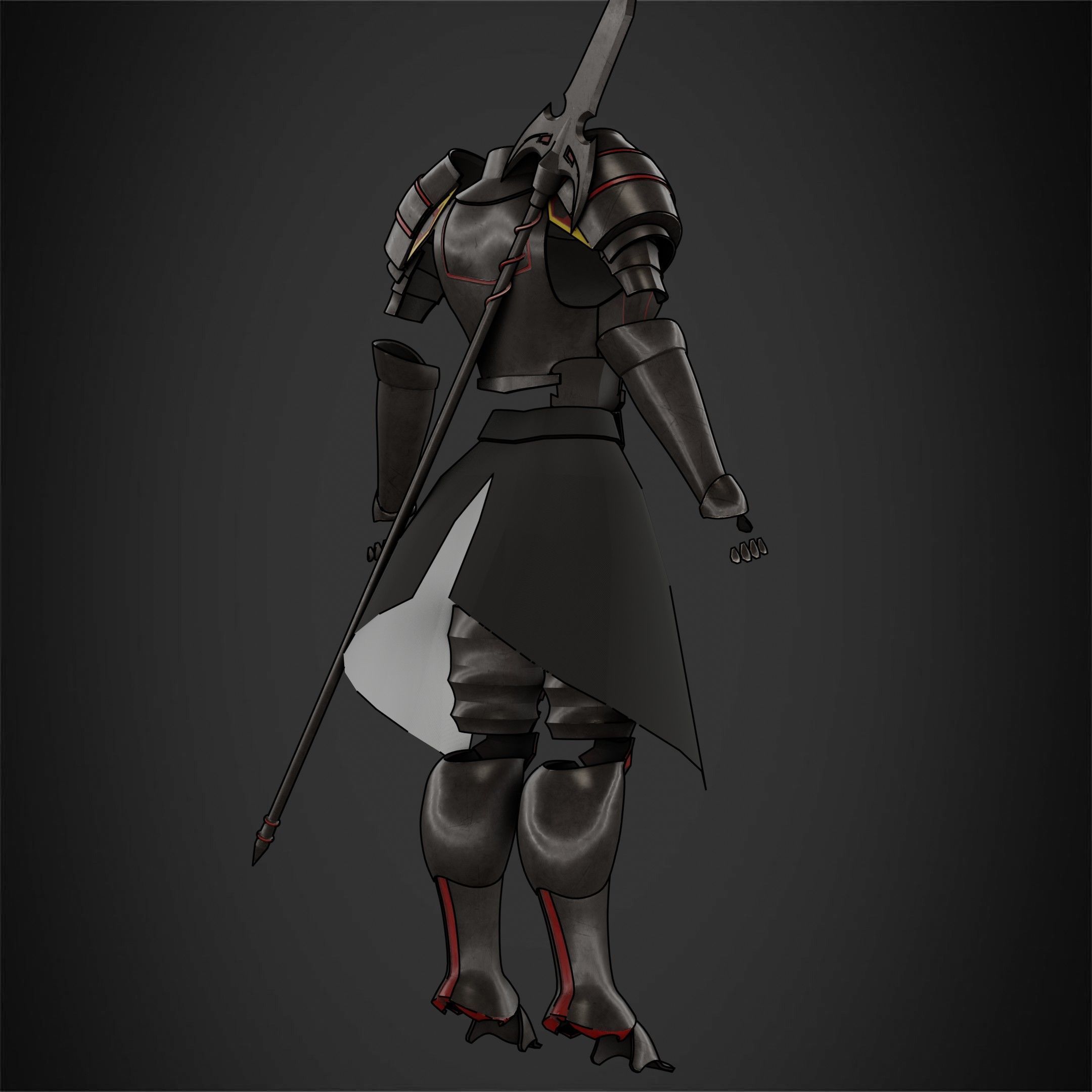 Overlord Leinas Heavy Explosion Armor and Spear for Cosplay 3D Model Collection_11