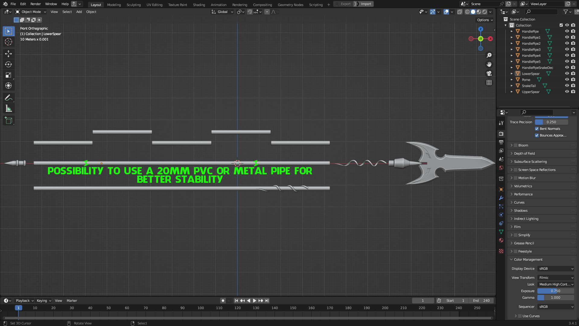 Overlord Leinas Heavy Explosion Armor and Spear for Cosplay 3D Model Collection_24