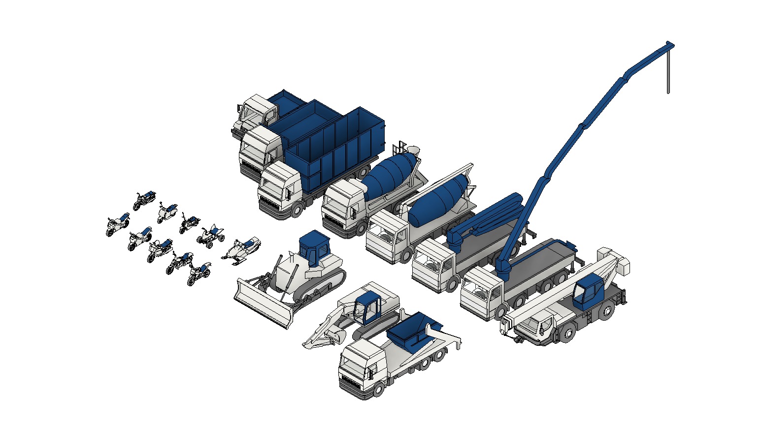 VARIOUS VEHICLES FOR CONSTRUCTION AND COMMON LINEAR VEHICLES 3D model_1