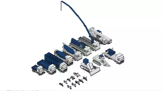 VARIOUS VEHICLES FOR CONSTRUCTION AND COMMON LINEAR VEHICLES 3D model