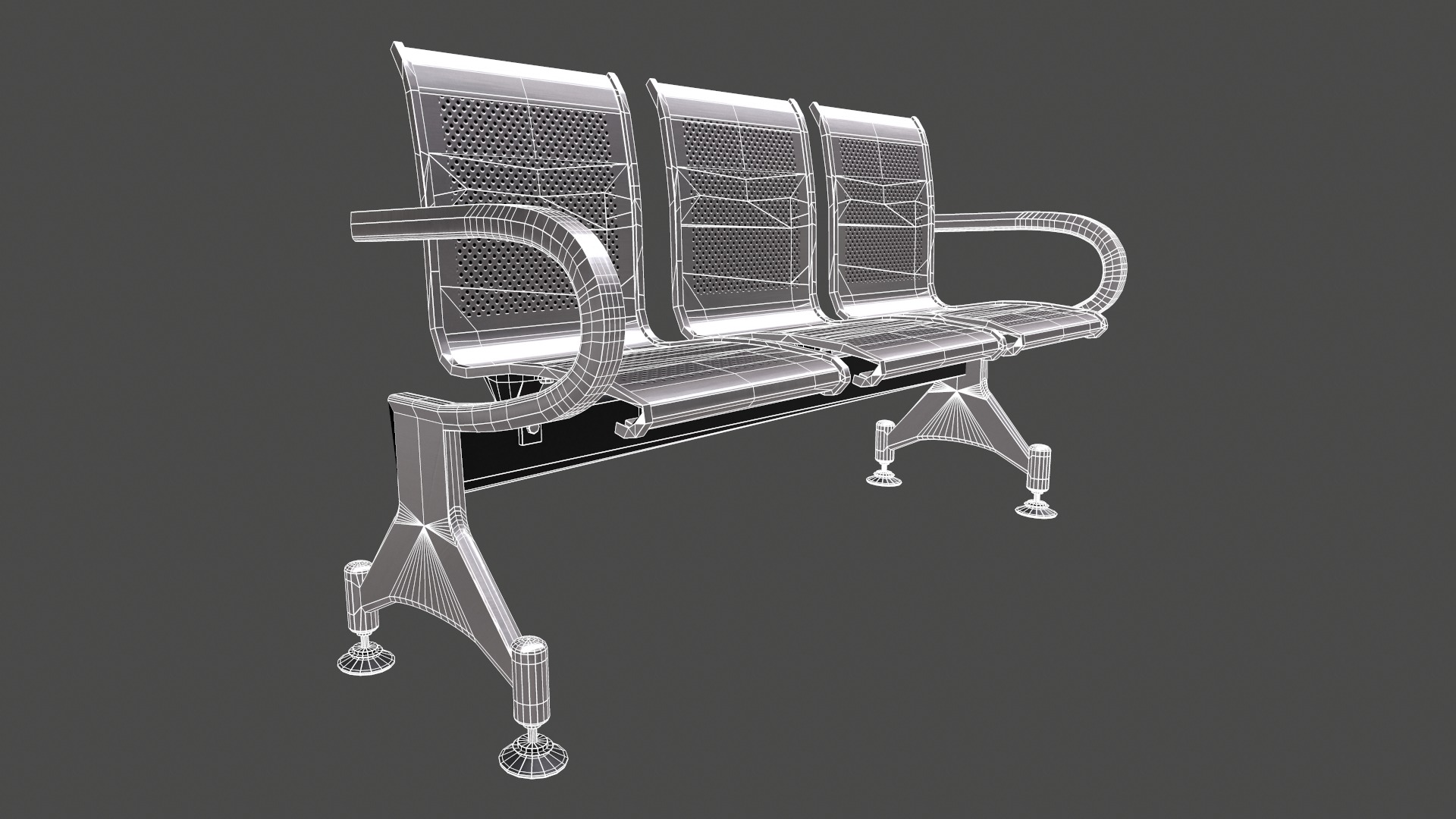 Waiting Chair Low Poly Low-poly 3D model_19