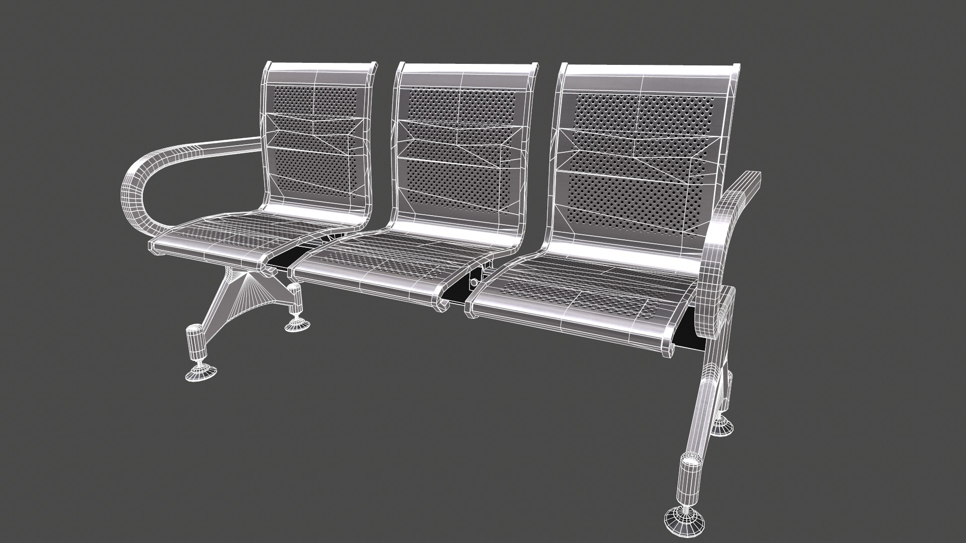 Waiting Chair Low Poly Low-poly 3D model_21