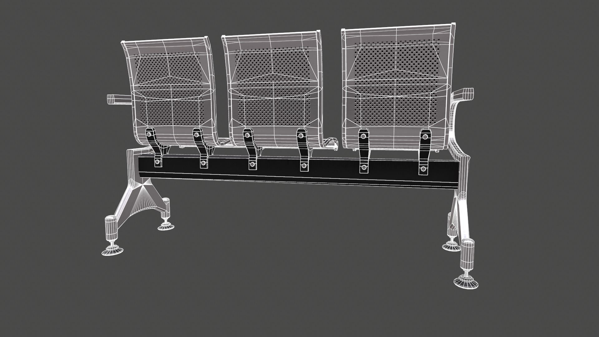 Waiting Chair Low Poly Low-poly 3D model_20