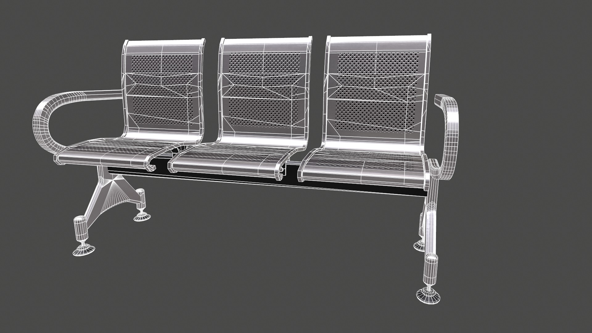 Waiting Chair Low Poly Low-poly 3D model_18