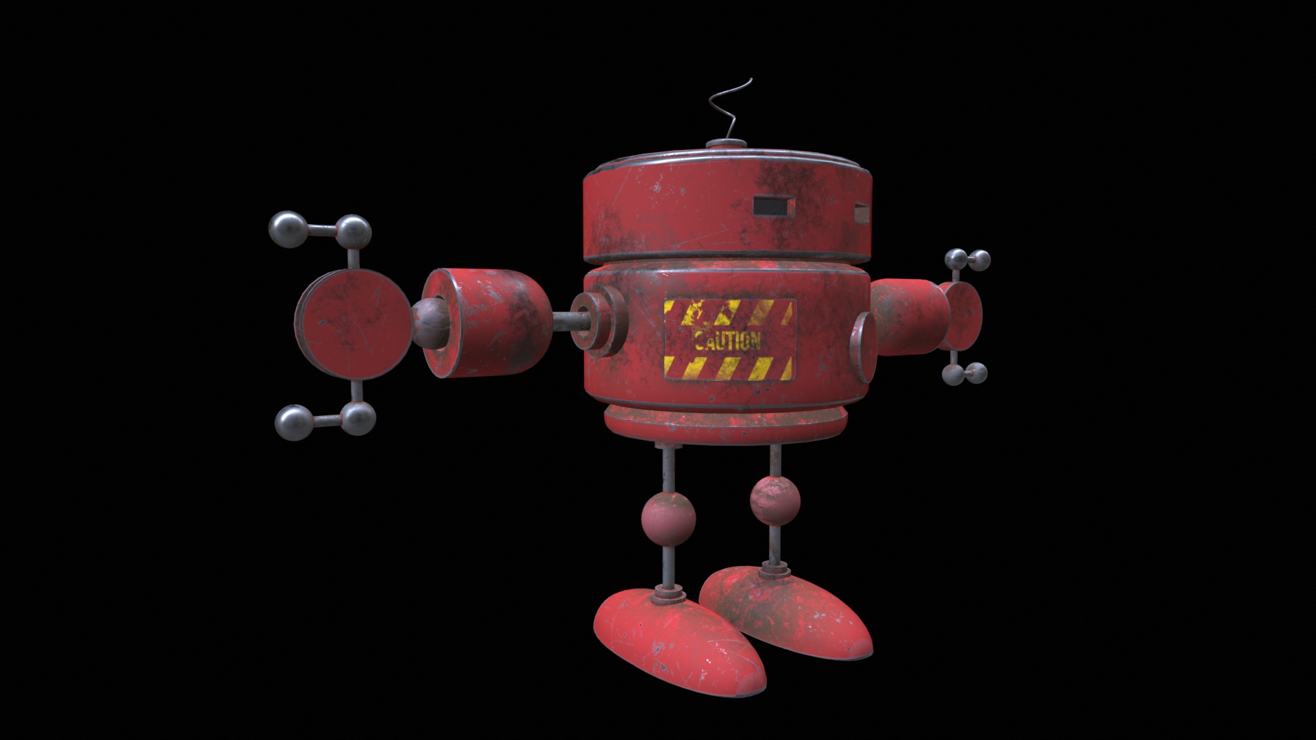 Old Robot Low-poly 3D model_8