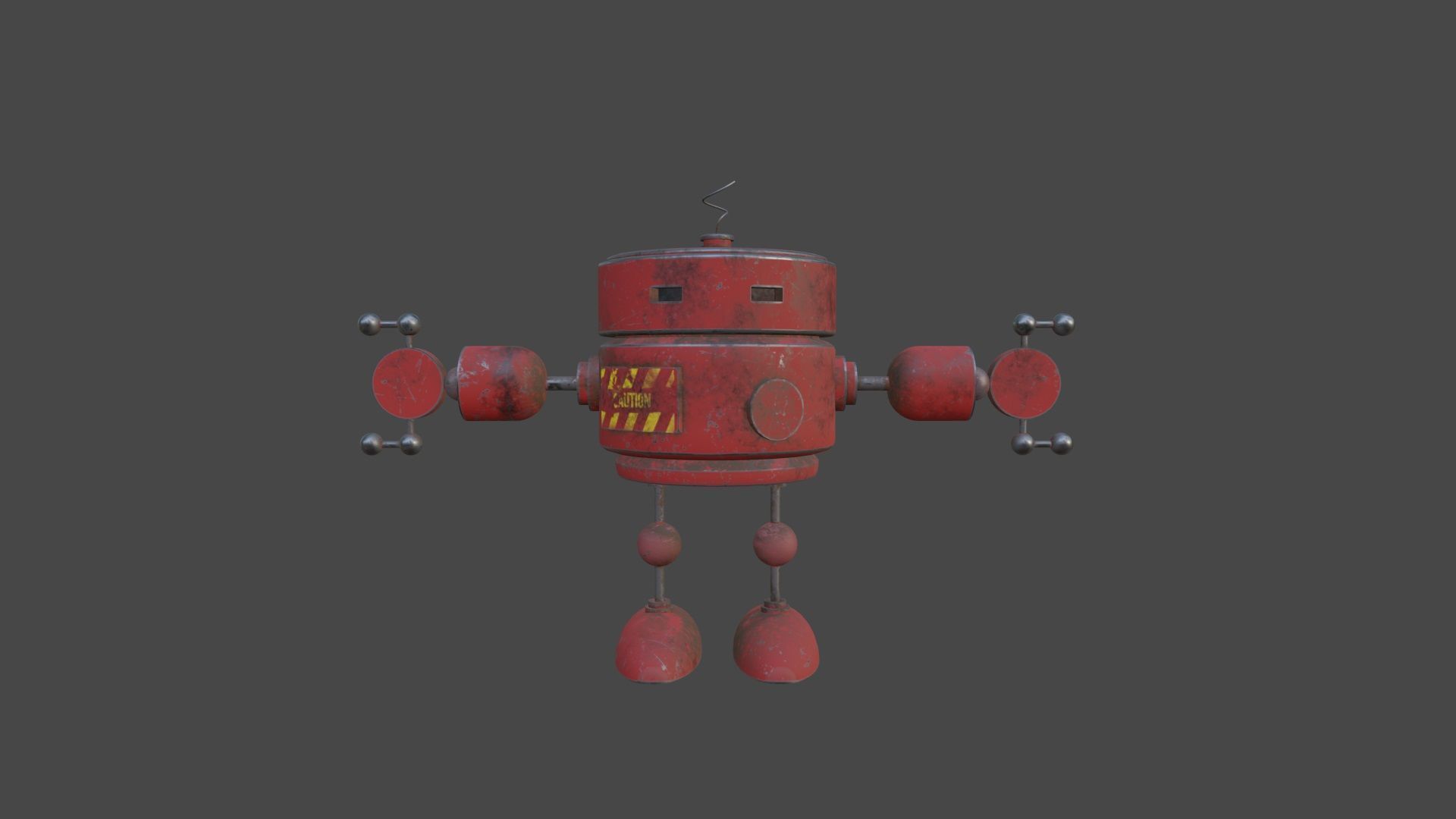 Old Robot Low-poly 3D model_3