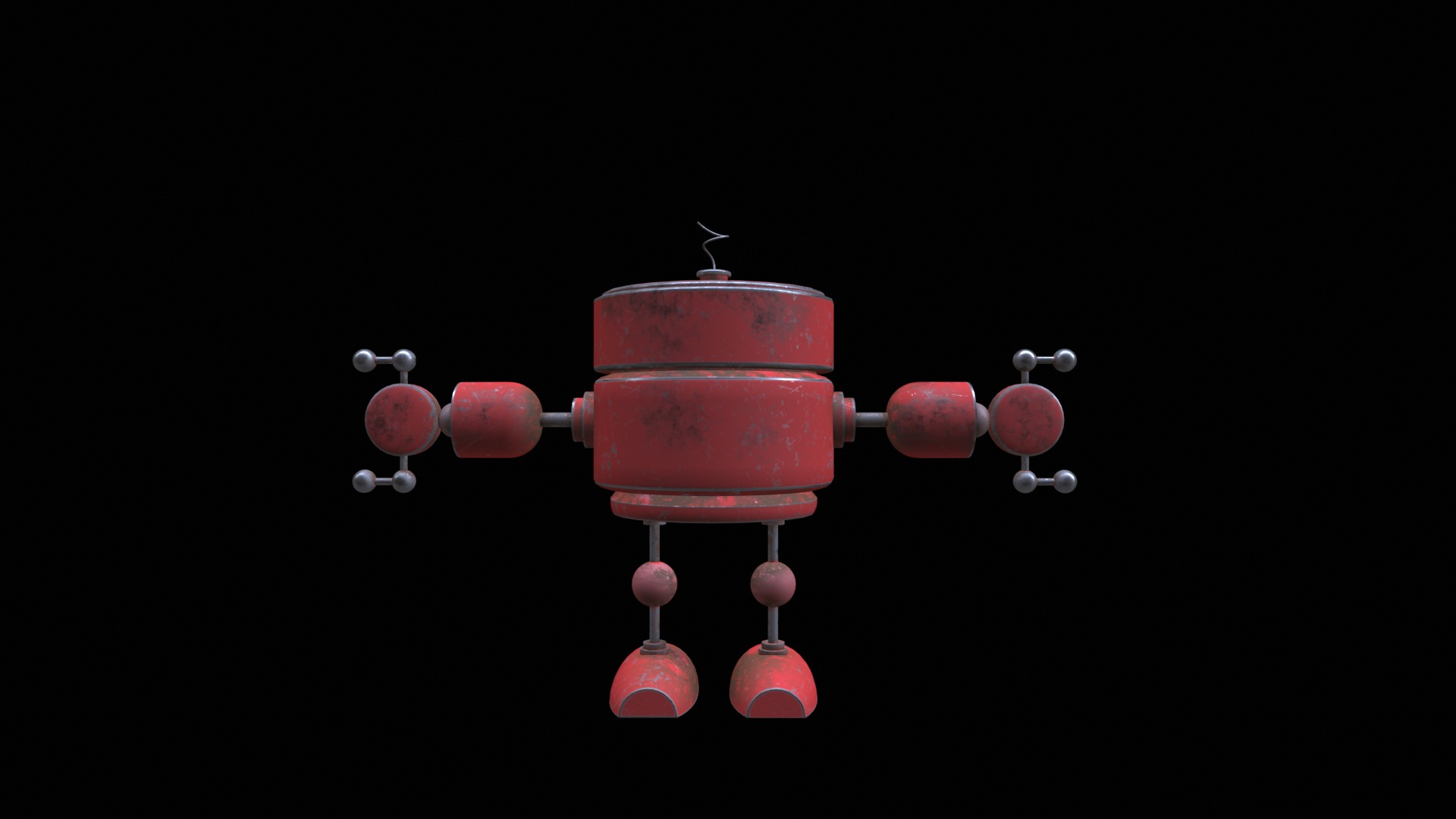 Old Robot Low-poly 3D model_5