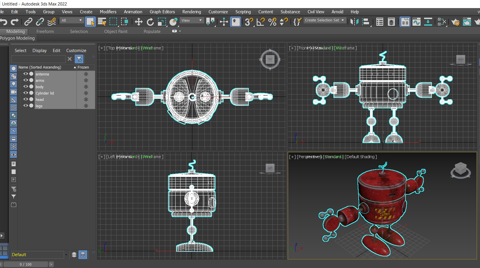Old Robot Low-poly 3D model_10
