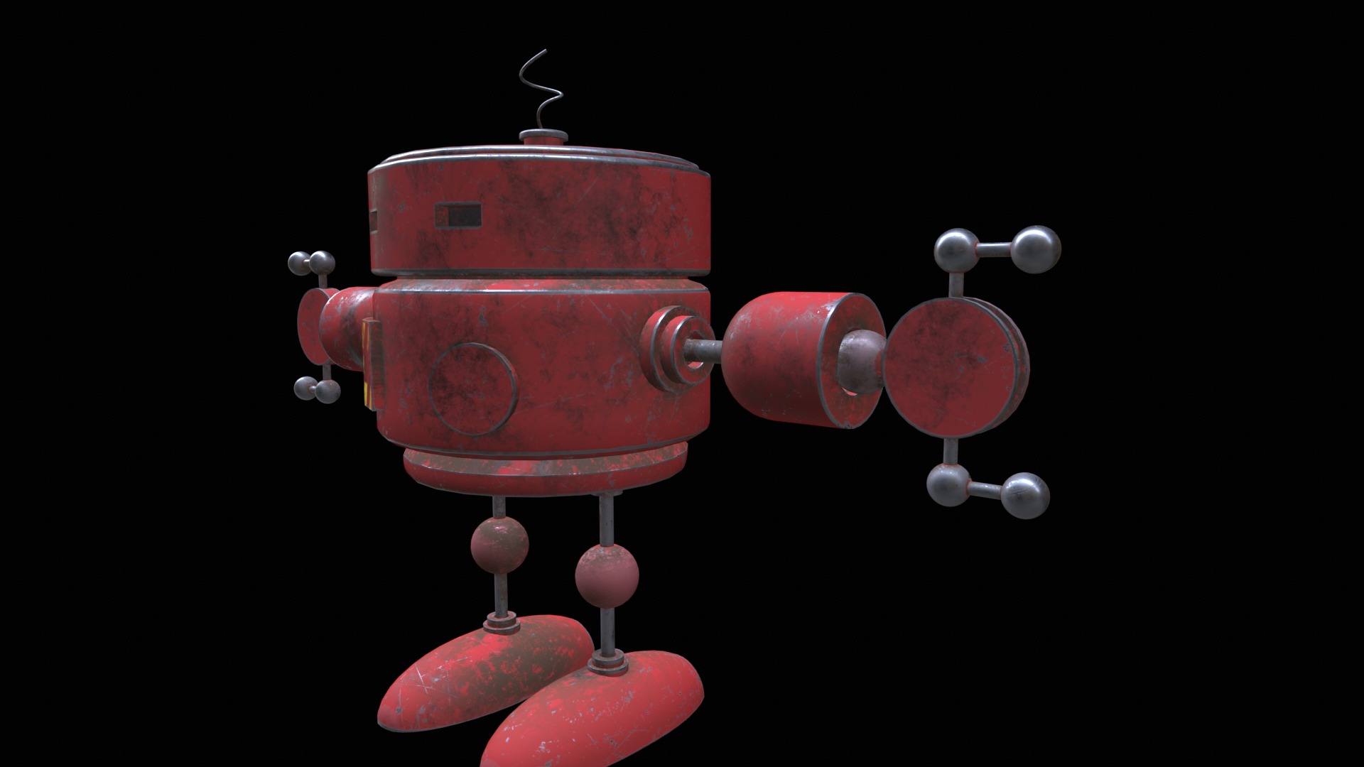 Old Robot Low-poly 3D model_9