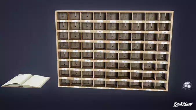 MOTEL - Motel Desk Set 01 - LOW POLY AND NANITE Low-poly 3D model