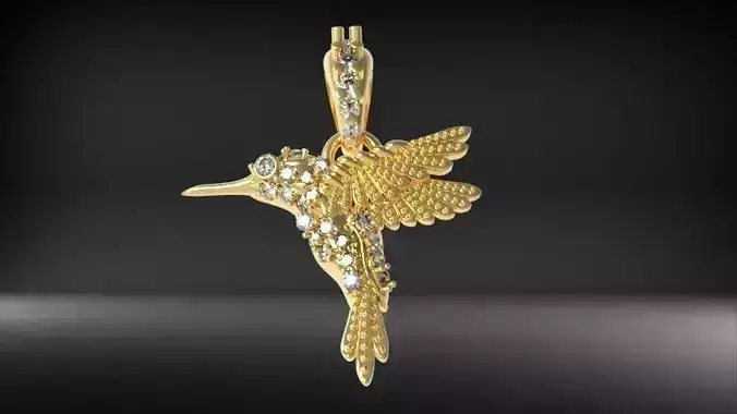 humming bird pendant necklace charm bracelet earrings  3D print model