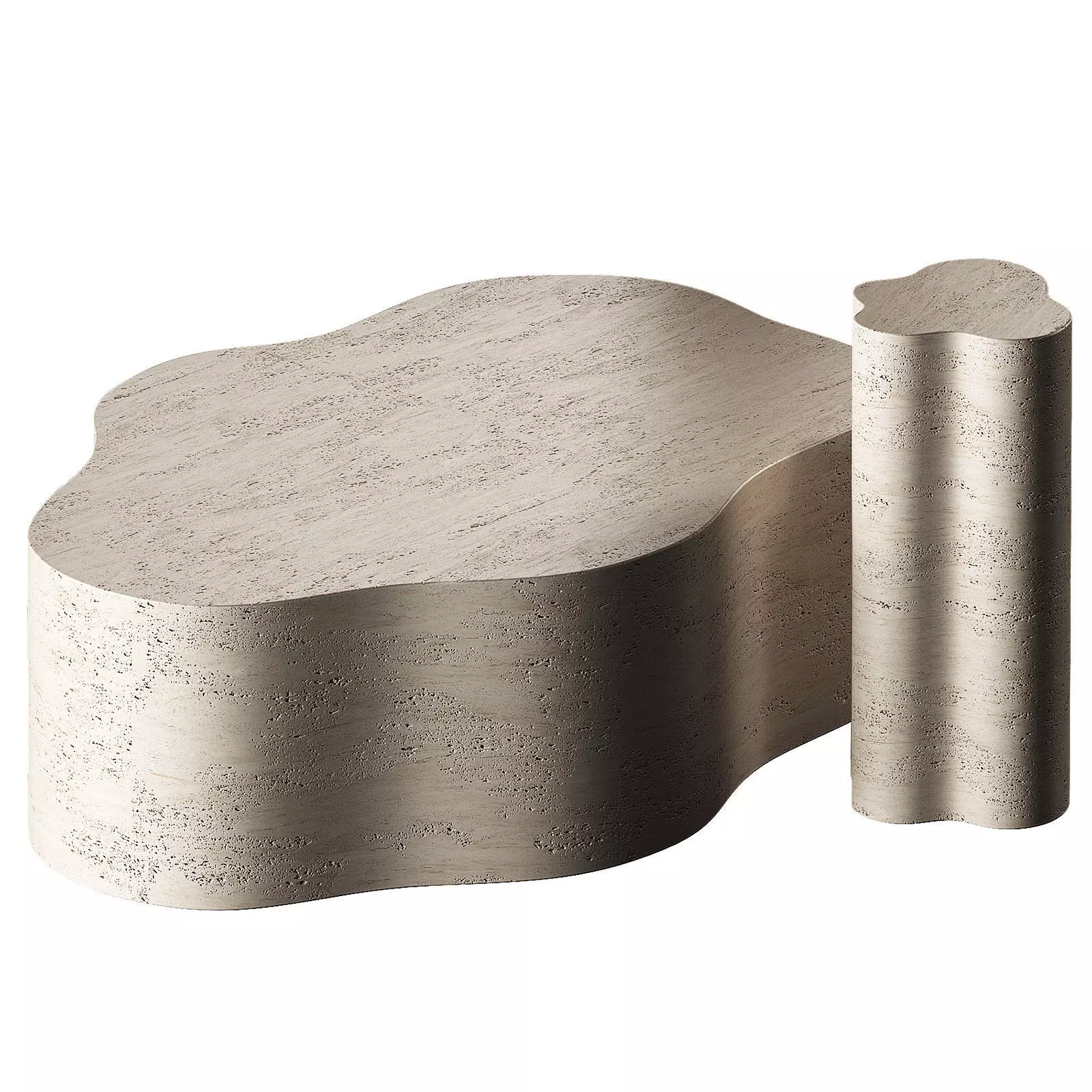 Fleur Faux Travertine Resin Coffee Side Table Crate Barrel 3D model_0