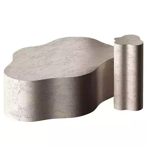Fleur Faux Travertine Resin Coffee Side Table Crate Barrel 3D model