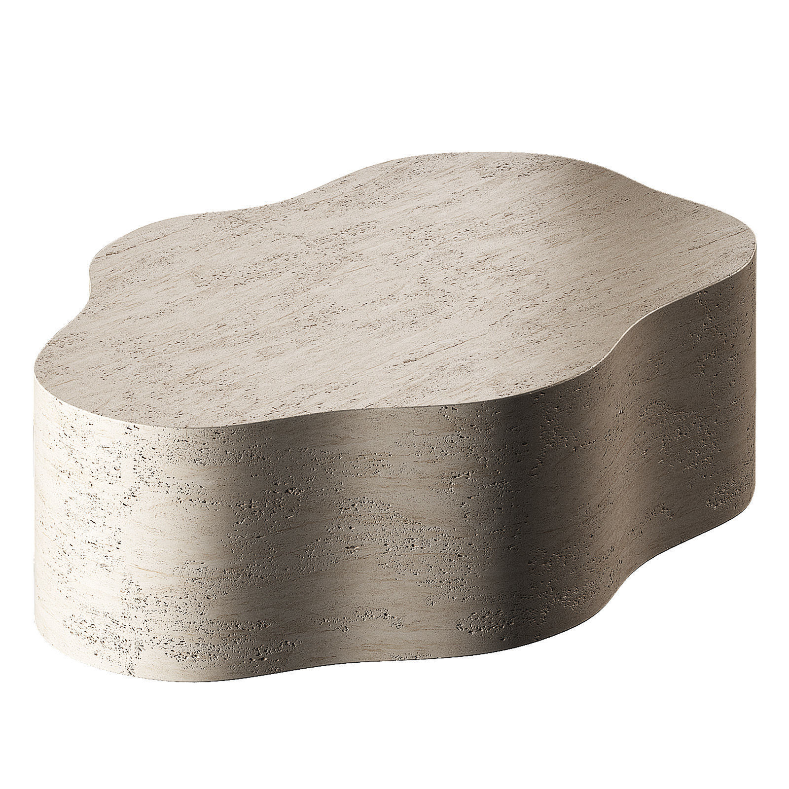 Fleur Faux Travertine Resin Coffee Side Table Crate Barrel 3D model_1
