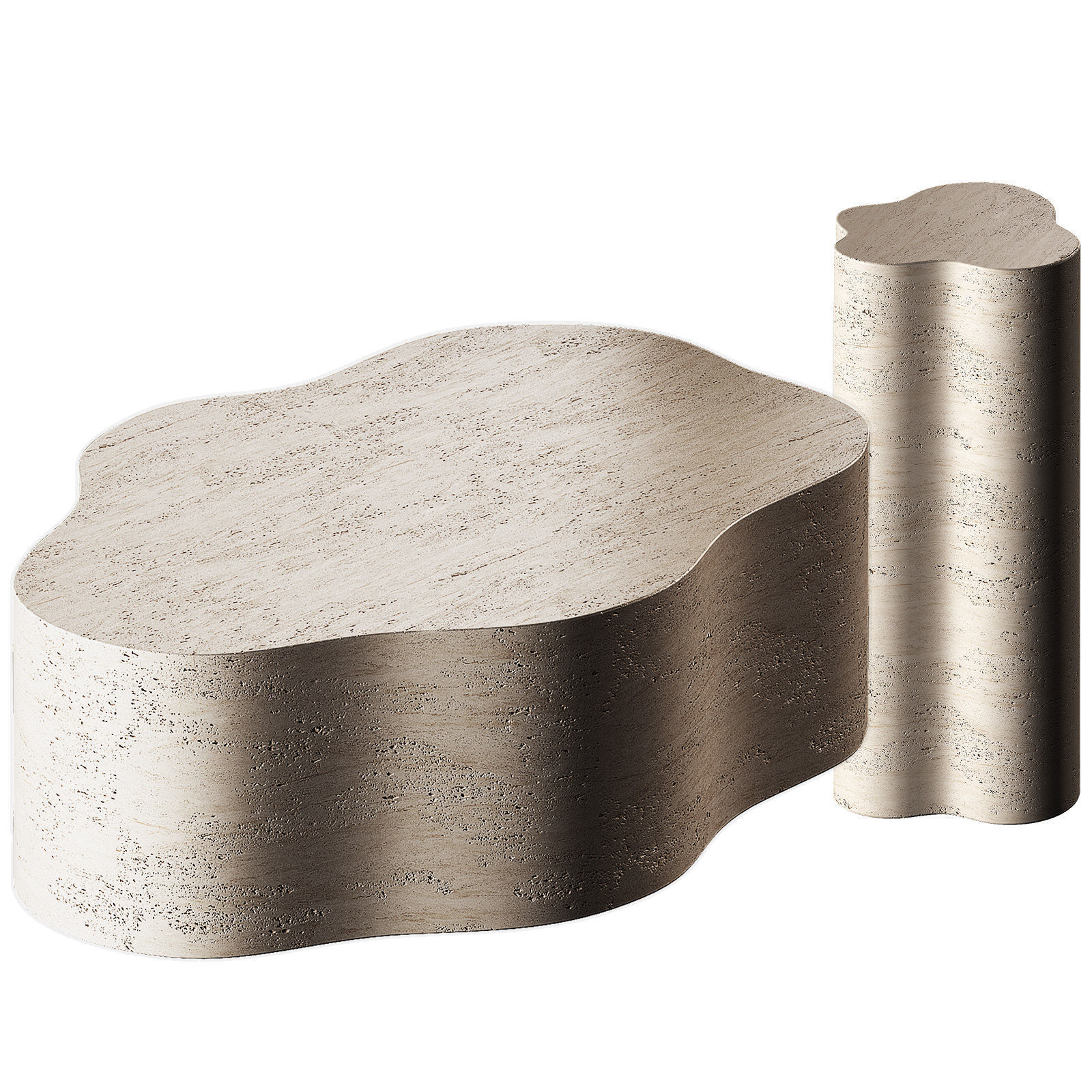 Fleur Faux Travertine Resin Coffee Side Table Crate Barrel 3D model_6