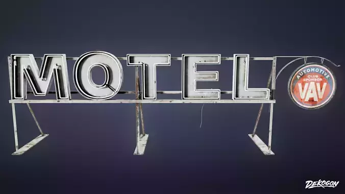 MOTEL - Motel Sign 01 - LOW POLY AND NANITE Low-poly 3D model
