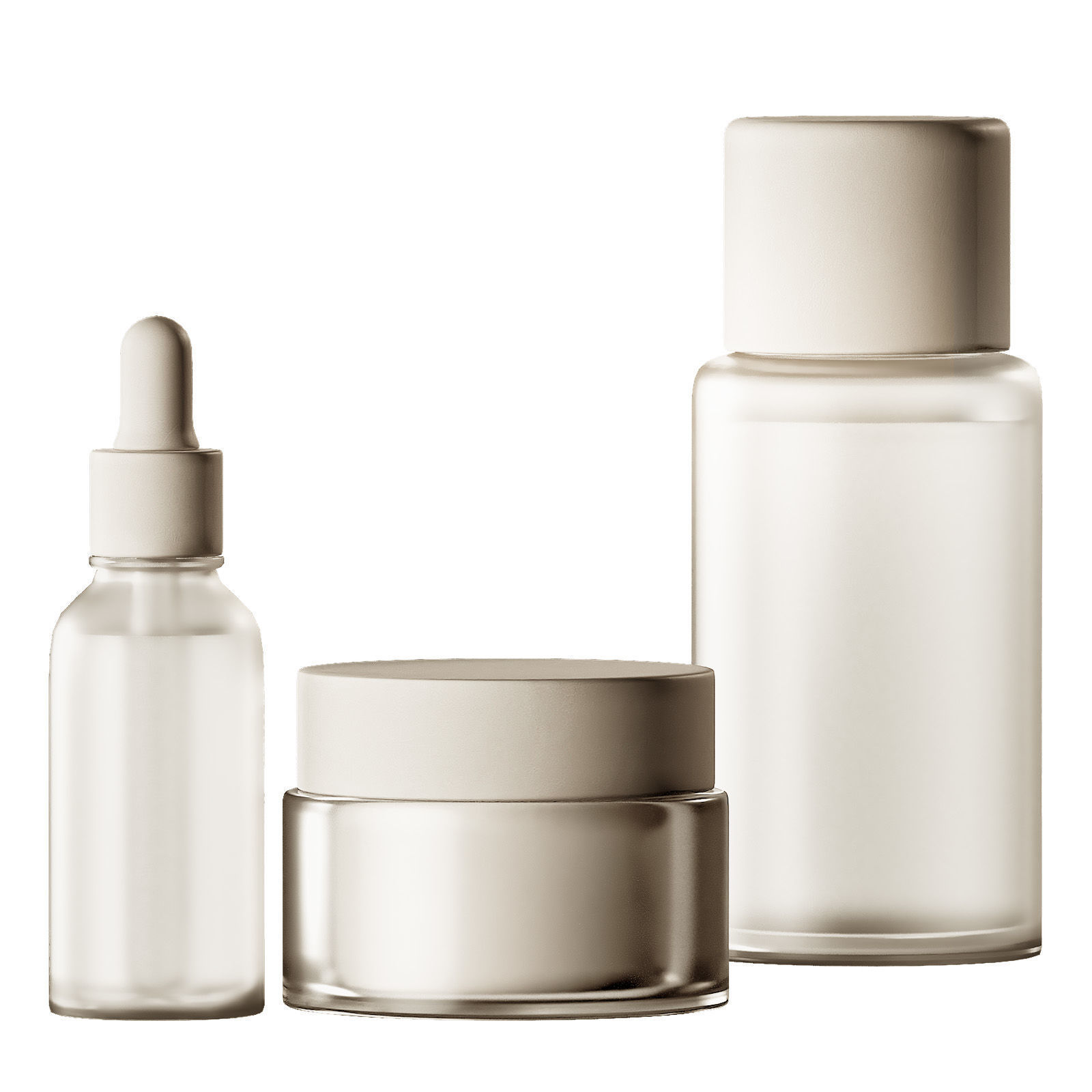 Cosmetics Minimal plain white bottles and jars collection 3D model_3