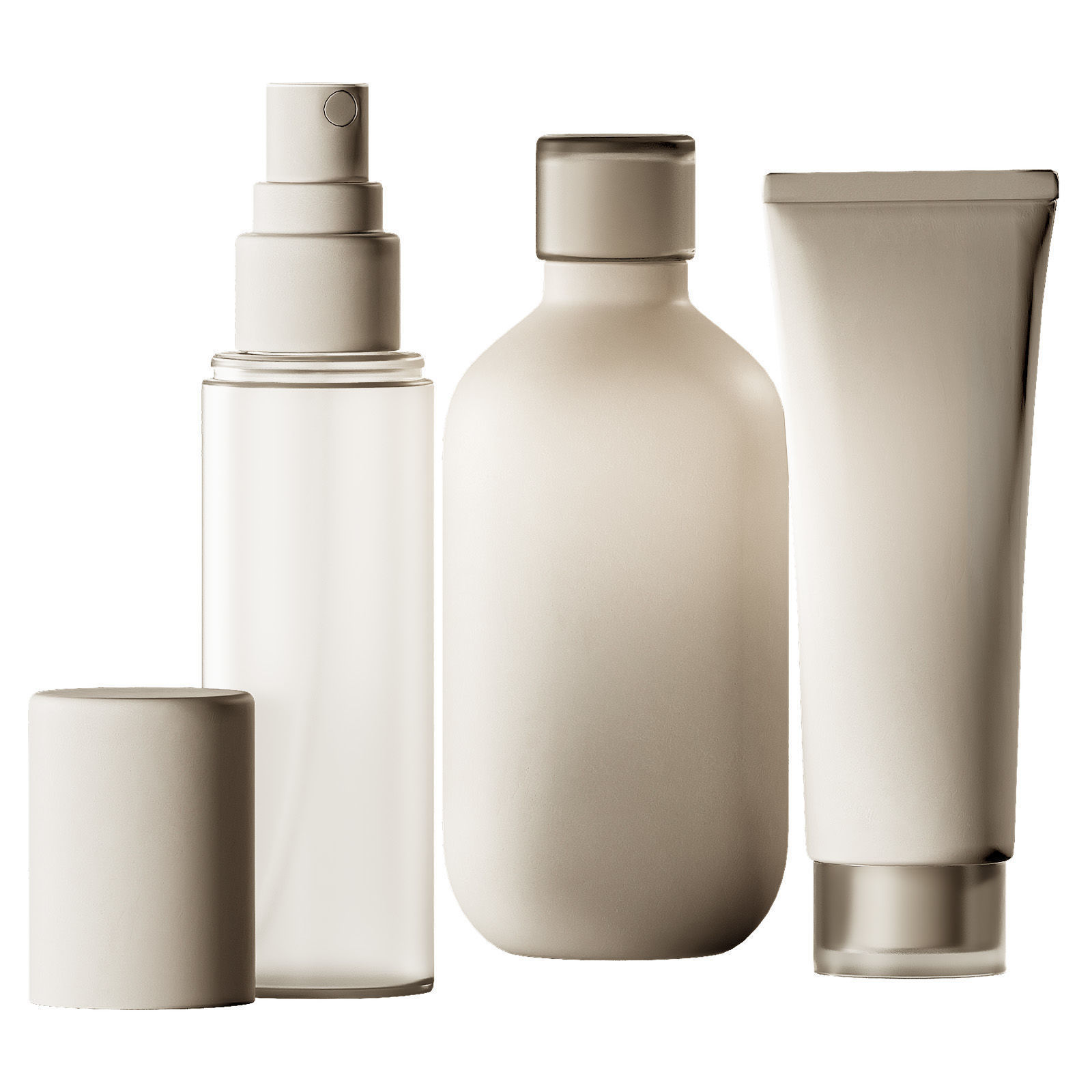 Cosmetics Minimal plain white bottles and jars collection 3D model_4