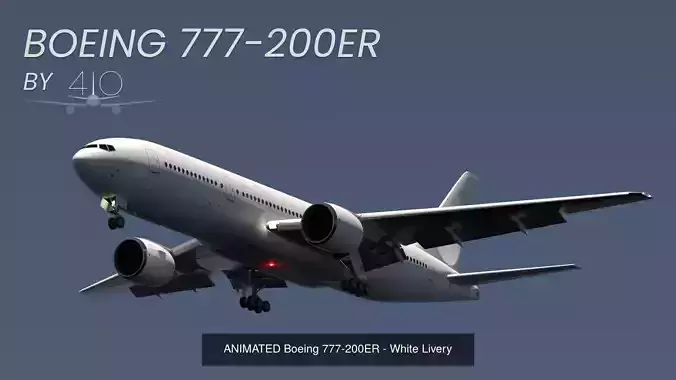ANIMATED Boeing 777-200s - 5 Liveries 3D Model Collection