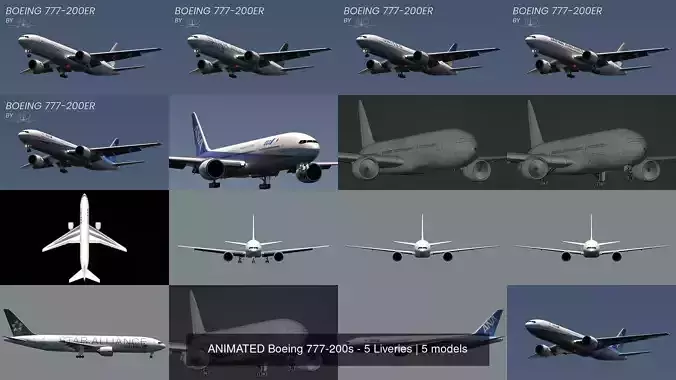 ANIMATED Boeing 777-200s - 5 Liveries