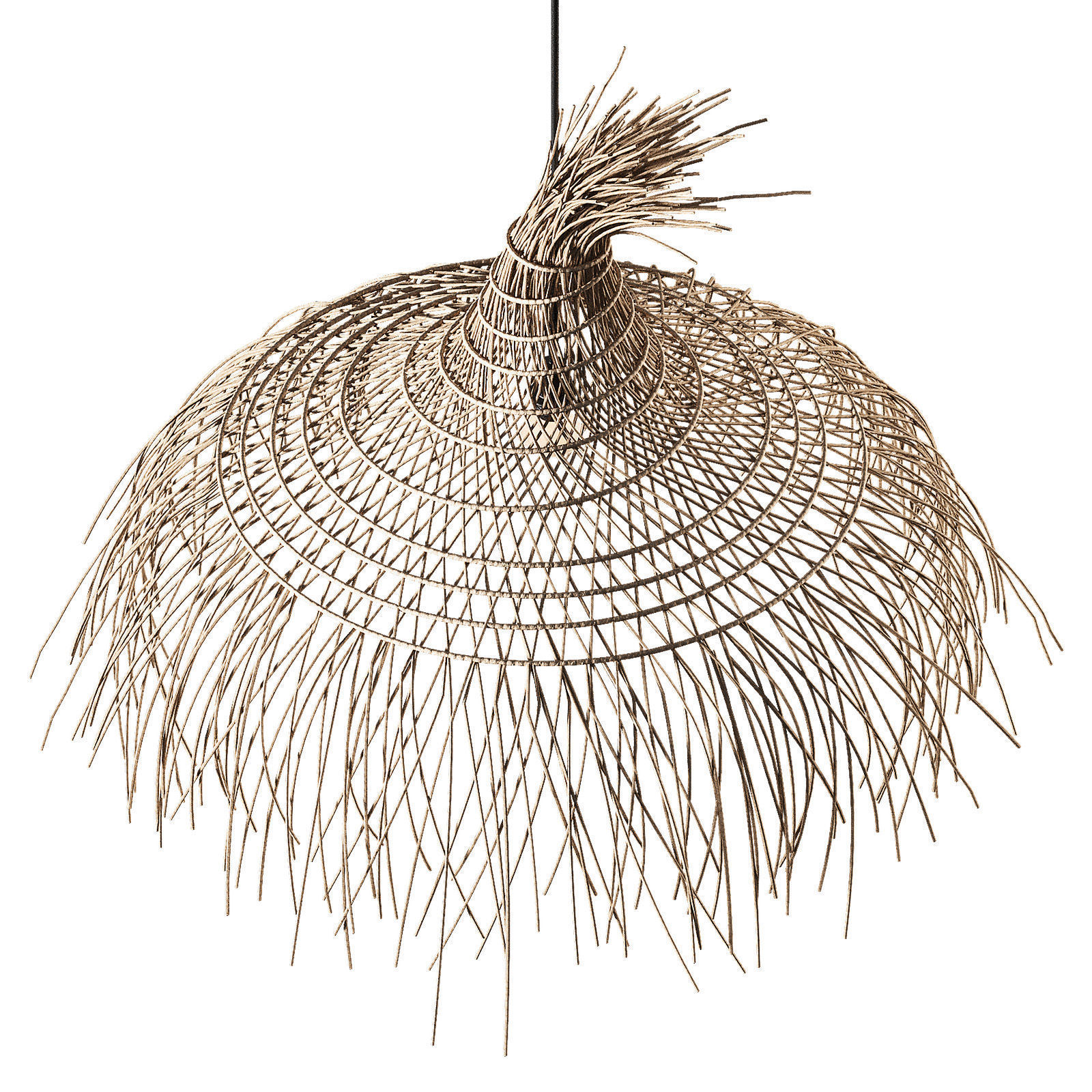 Modern Rattan Hat Pendant 3D model_3