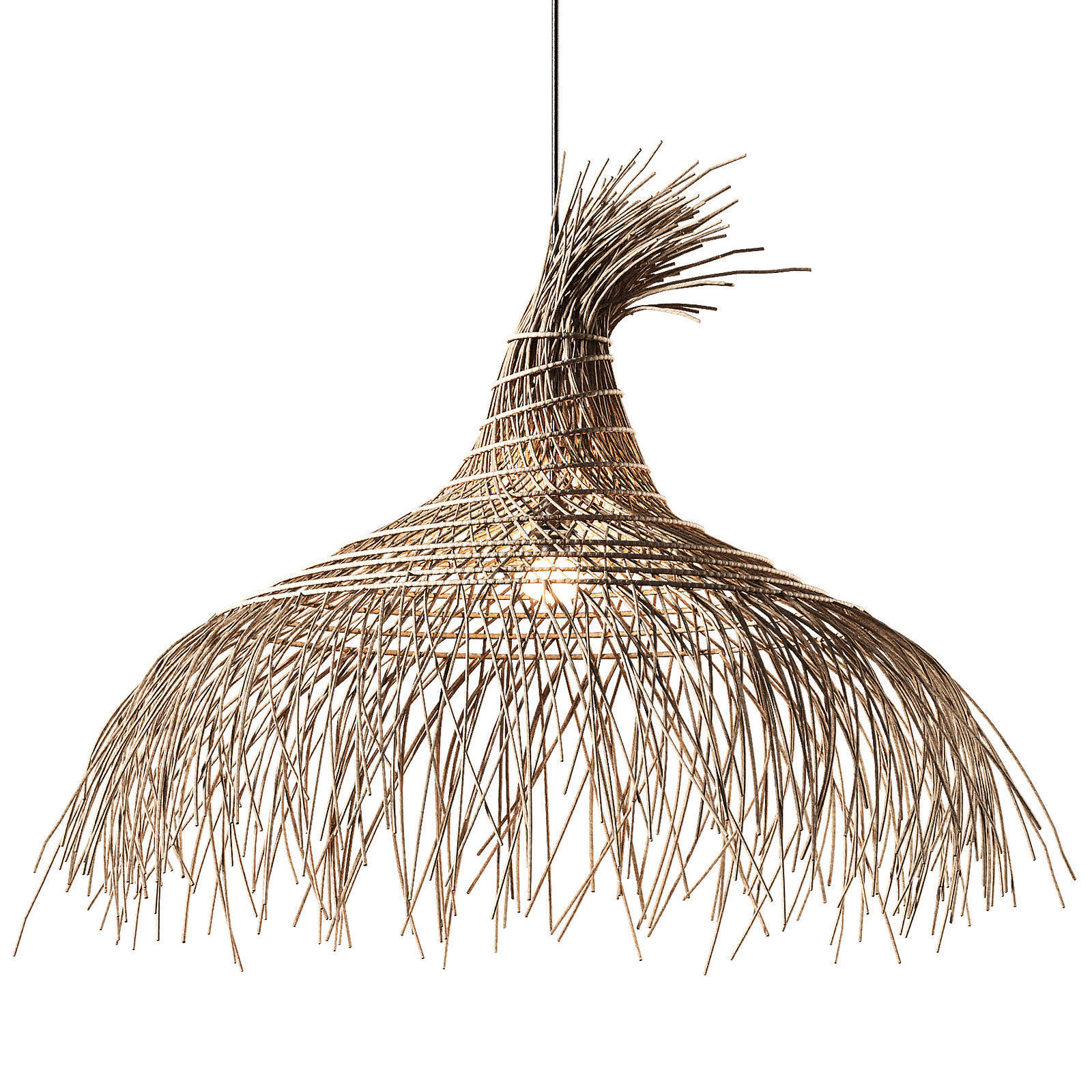 Modern Rattan Hat Pendant 3D model_1