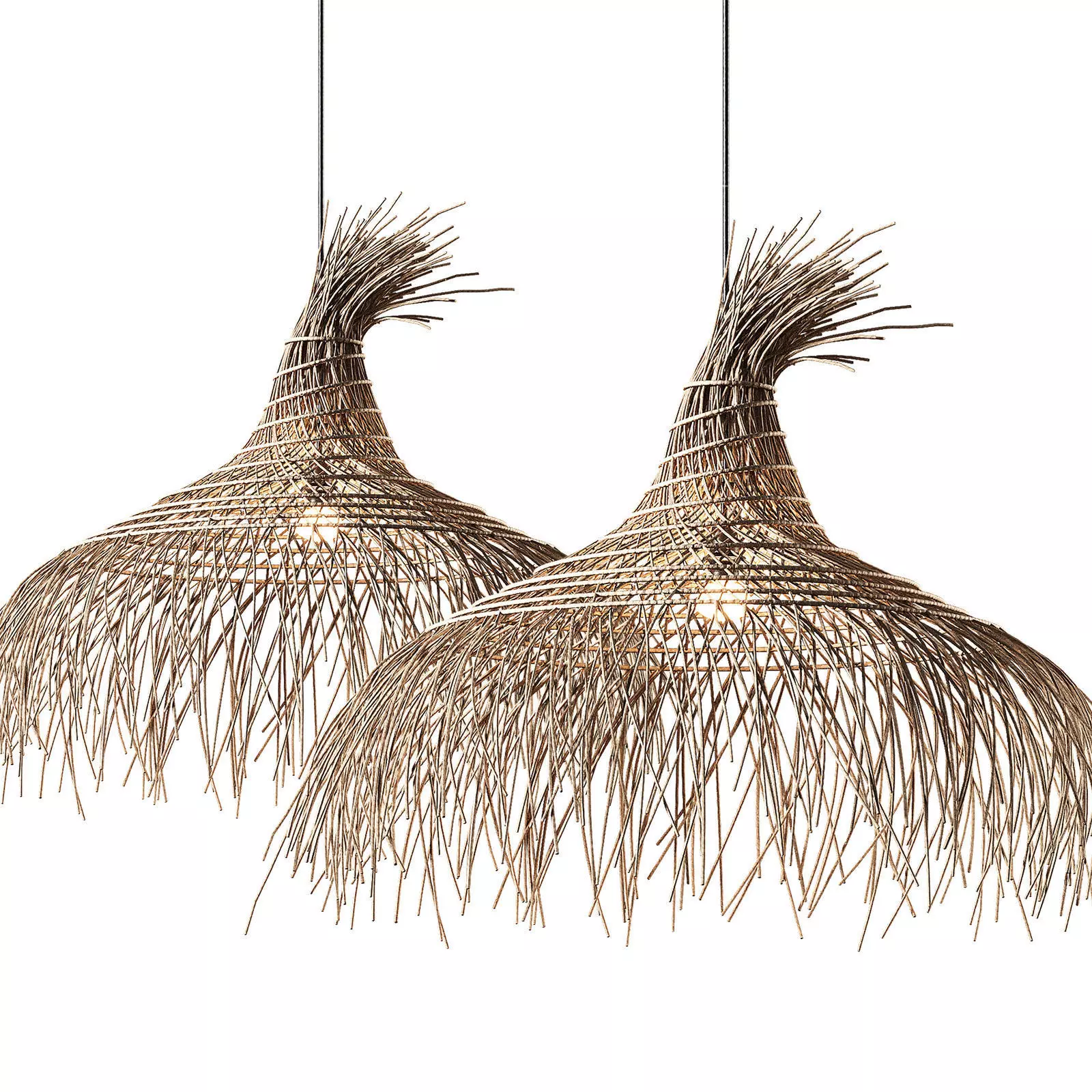 Modern Rattan Hat Pendant 3D model_0