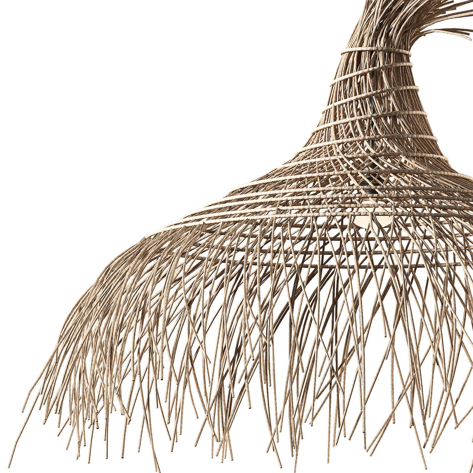 Modern Rattan Hat Pendant 3D model_4
