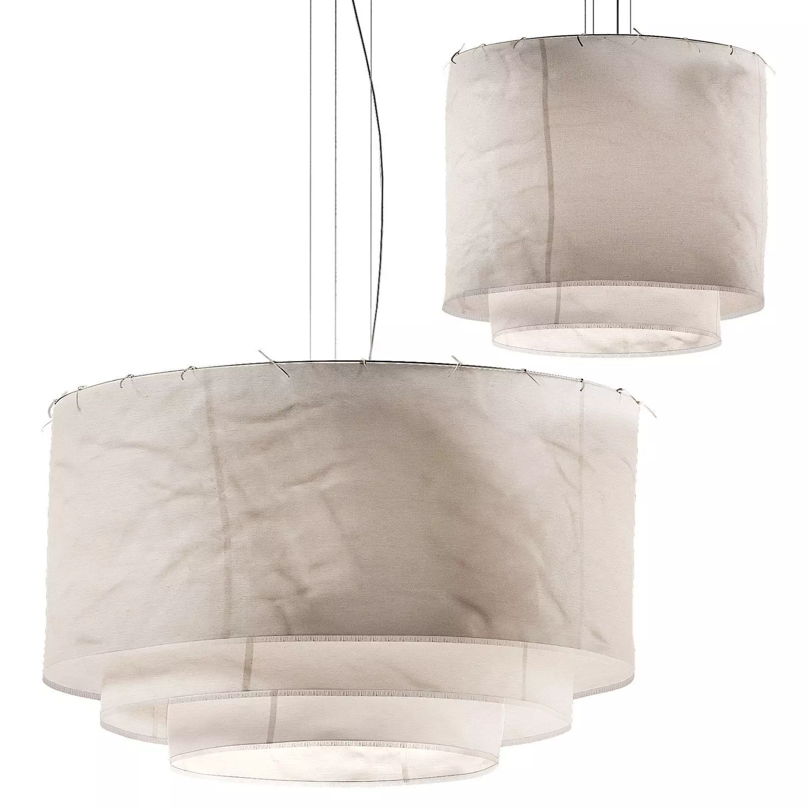 Minimalist Linen Pendant Hanging Lamp Chandelier 3D model_0