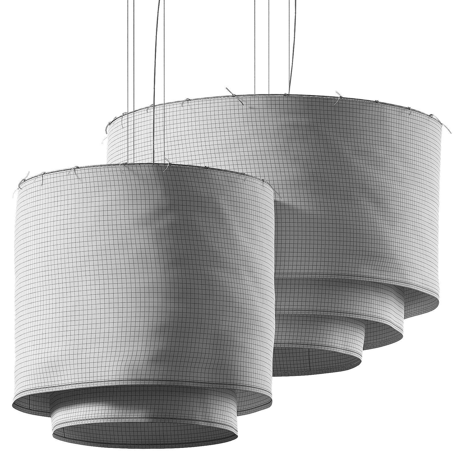 Minimalist Linen Pendant Hanging Lamp Chandelier 3D model_6