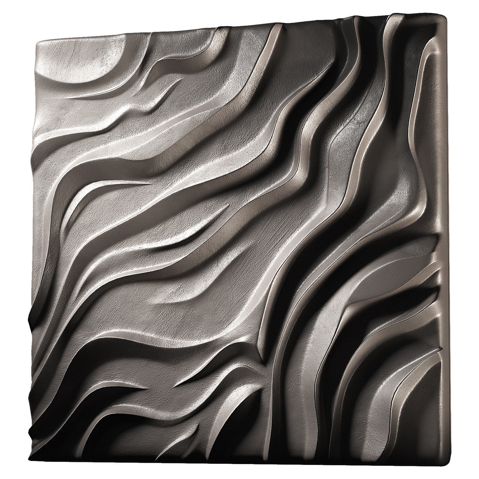 Abstract wavy wall decor panelling bas-relief 3D model_1