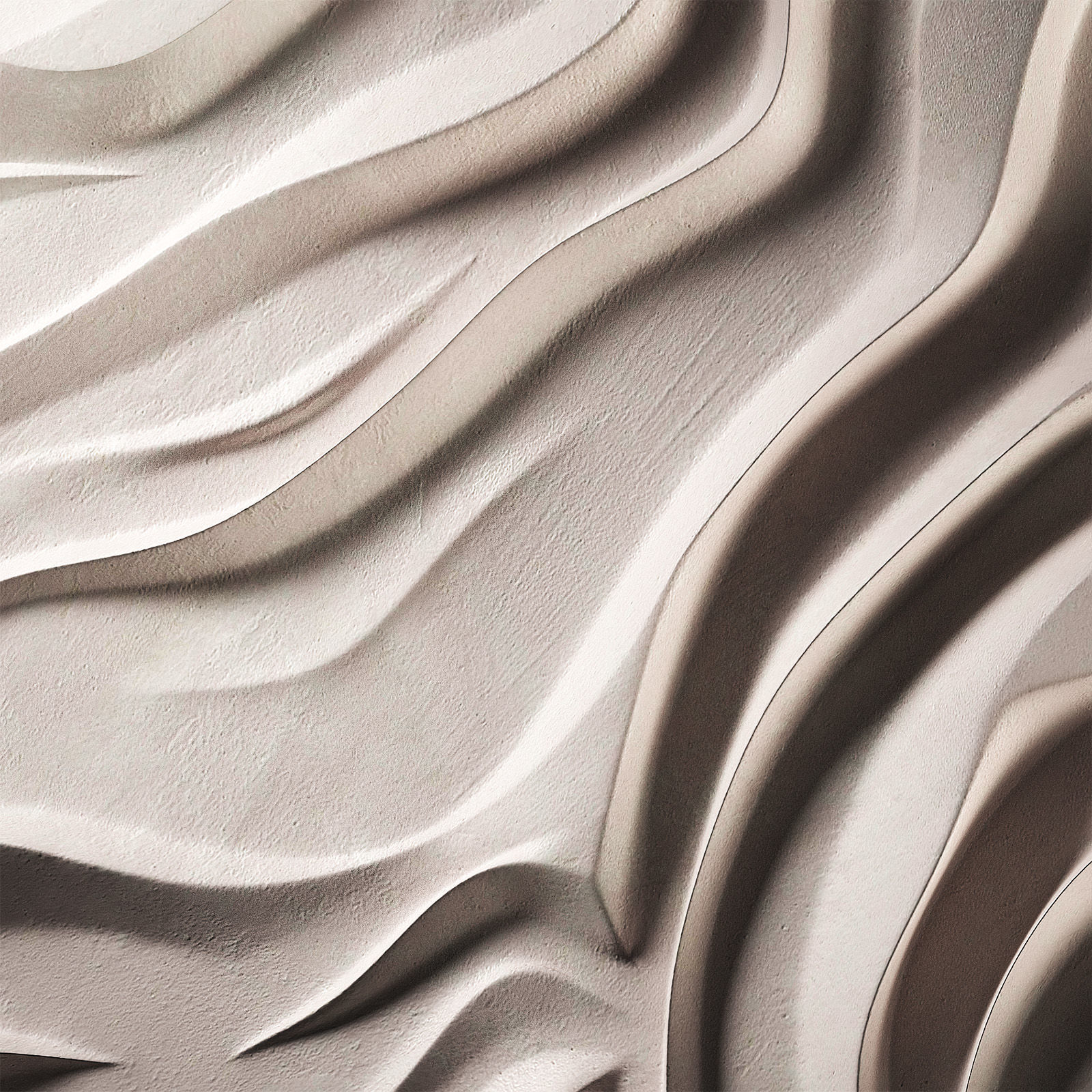 Abstract wavy wall decor panelling bas-relief 3D model_4