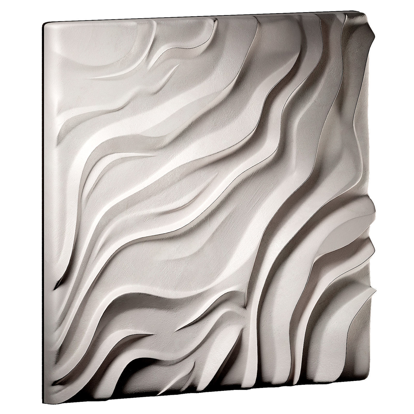 Abstract wavy wall decor panelling bas-relief 3D model_3