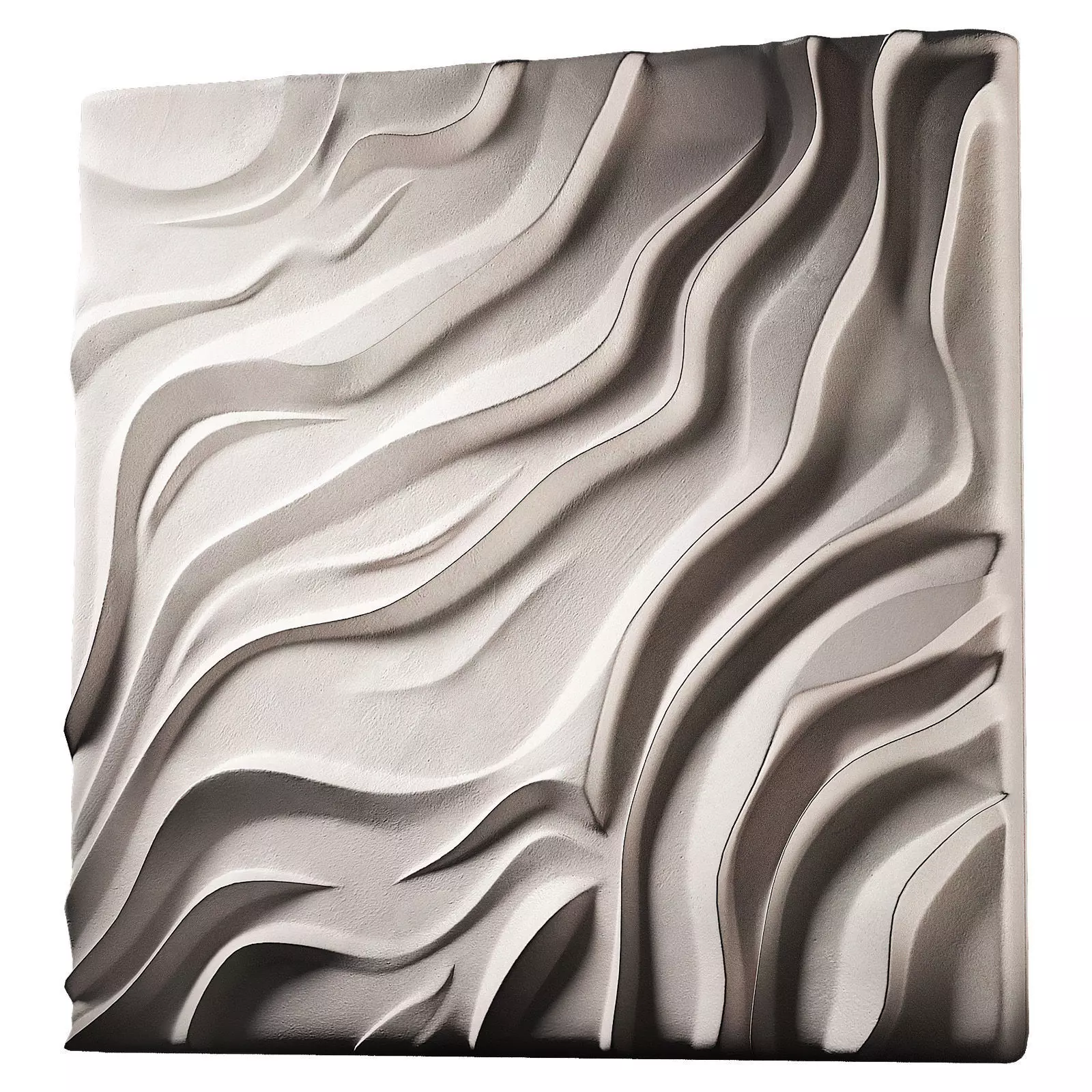 Abstract wavy wall decor panelling bas-relief 3D model_0