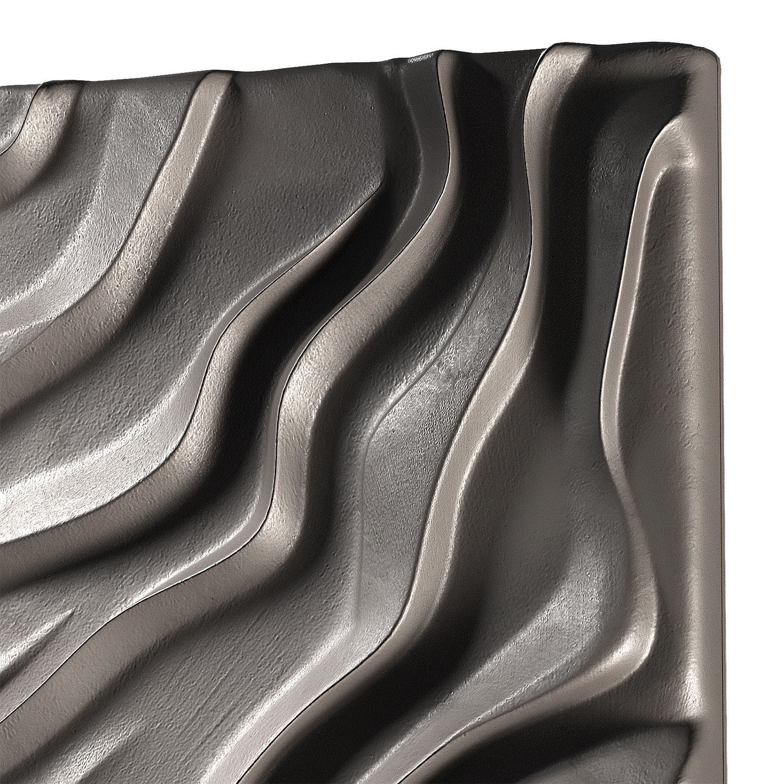 Abstract wavy wall decor panelling bas-relief 3D model_2
