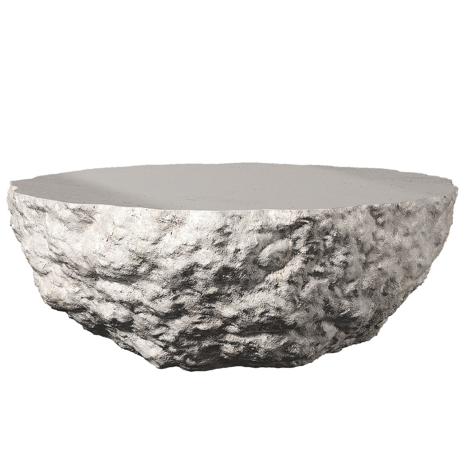 Rough rock decorative coffee side table round shape 3D model_4
