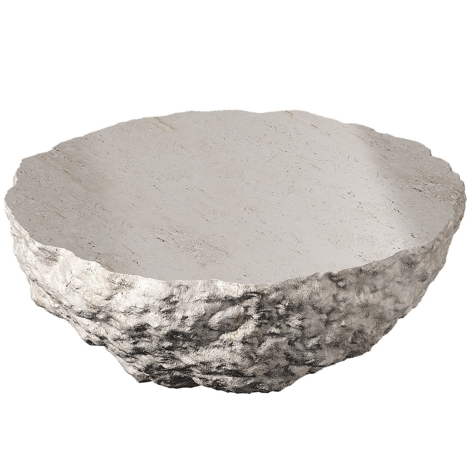 Rough rock decorative coffee side table round shape 3D model_1