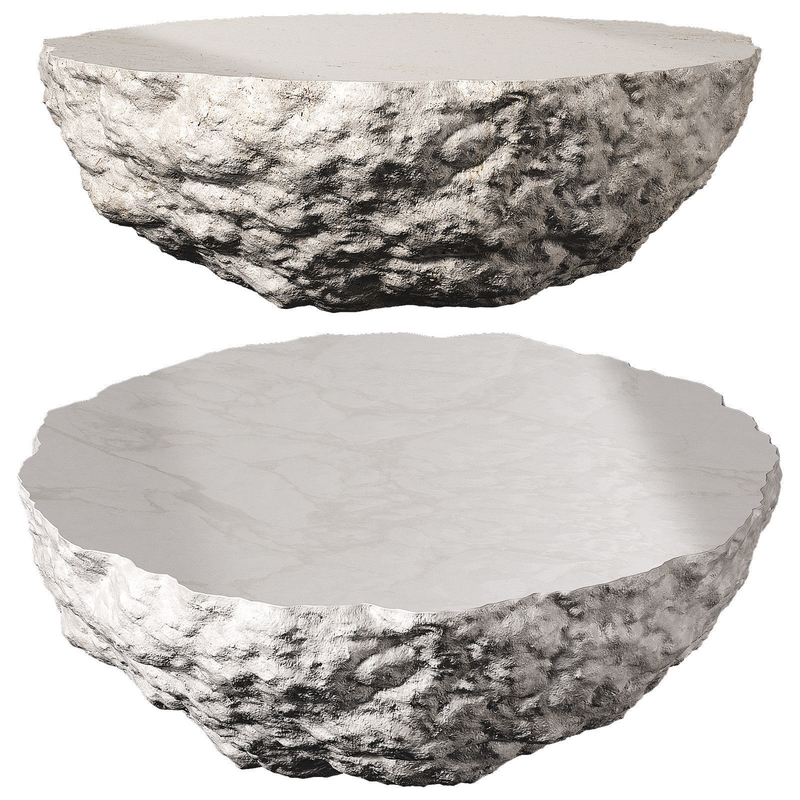 Rough rock decorative coffee side table round shape 3D model_7