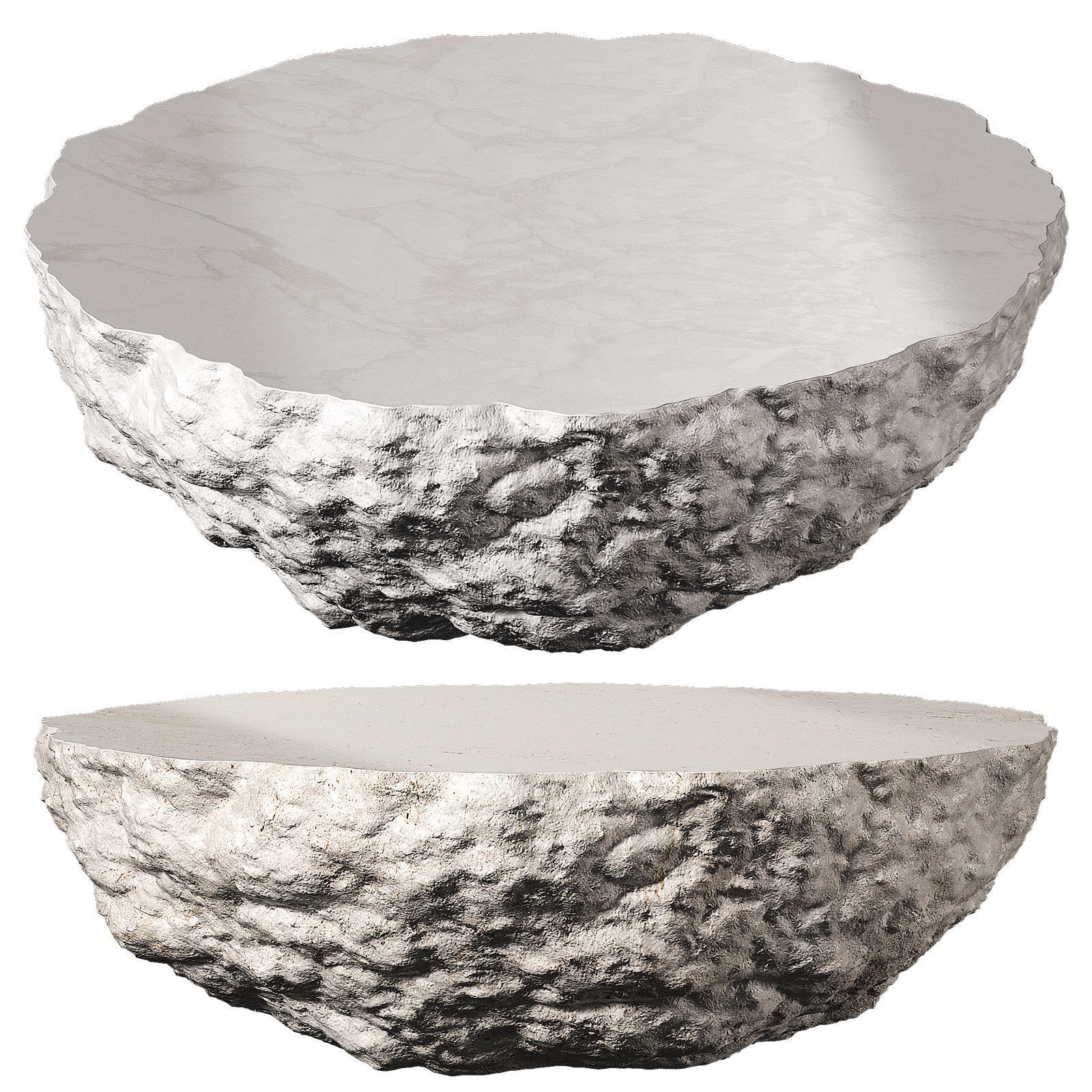 Rough rock decorative coffee side table round shape 3D model_6