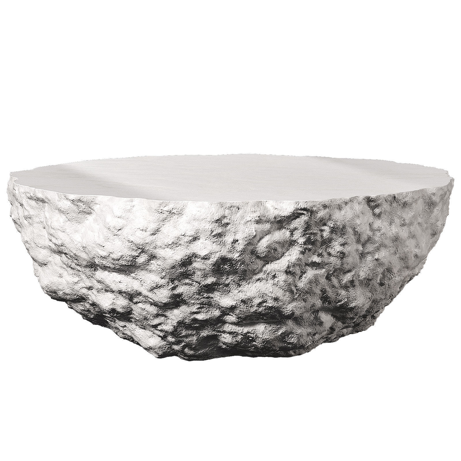 Rough rock decorative coffee side table round shape 3D model_3