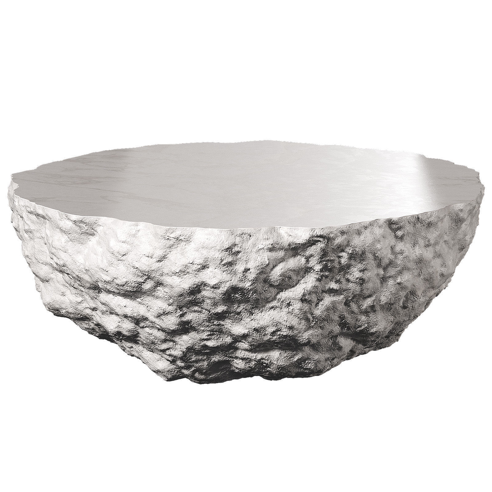 Rough rock decorative coffee side table round shape 3D model_5