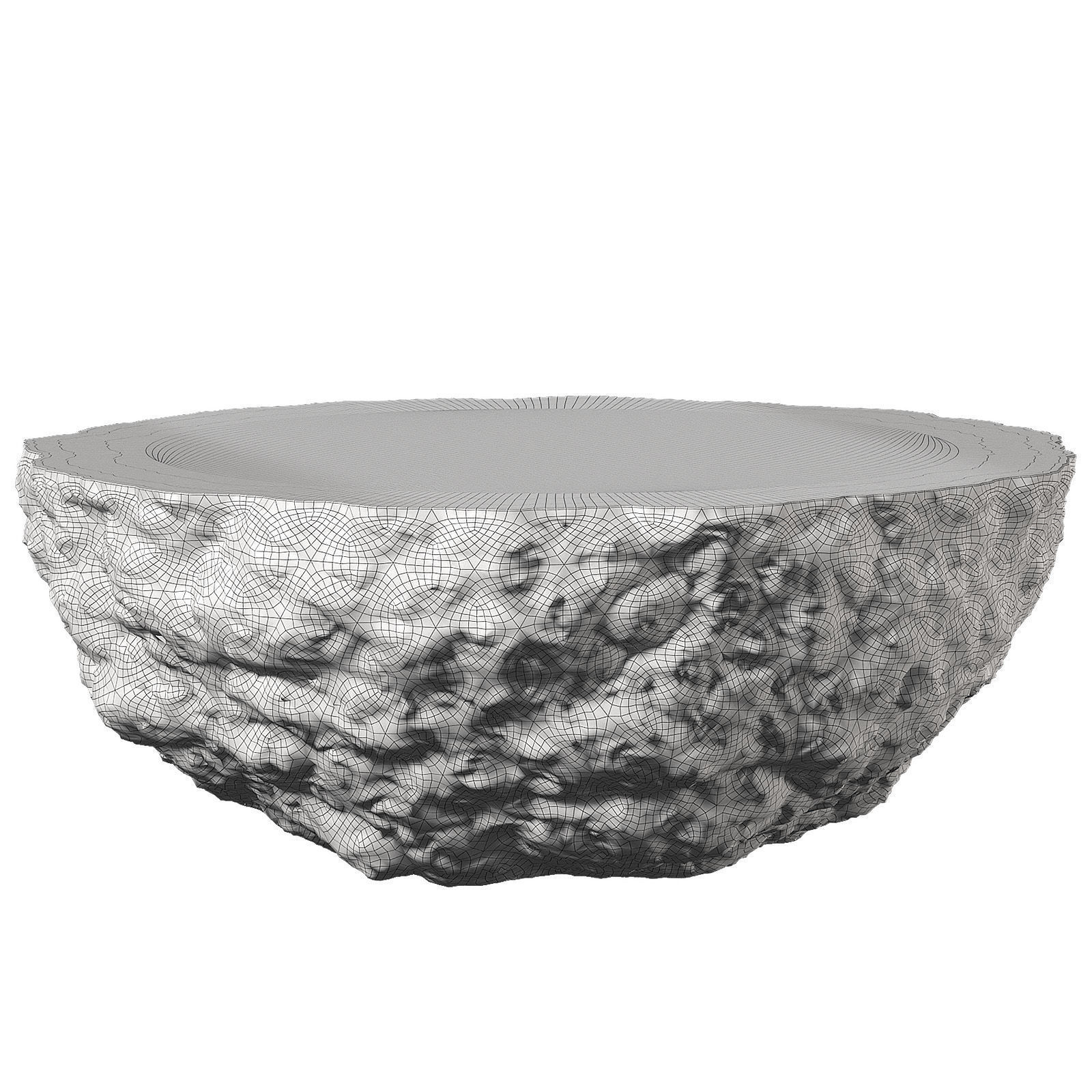 Rough rock decorative coffee side table round shape 3D model_8