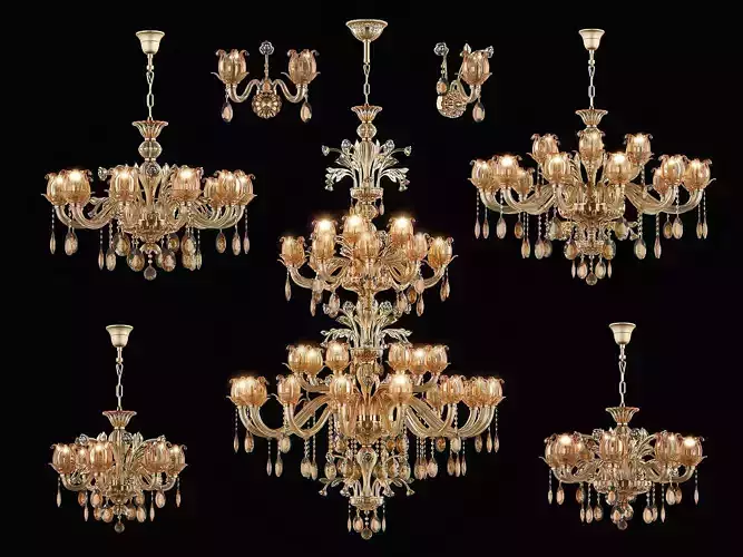3255 Osgona Collection of Murano Glass Lamps