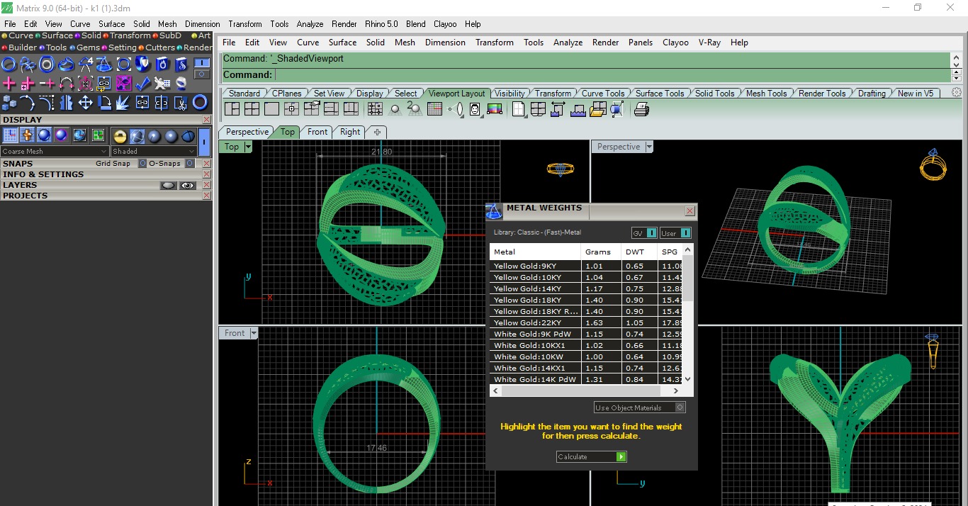 Dual Ribbon Wire Mesh Plain gold ring 3D print model_3