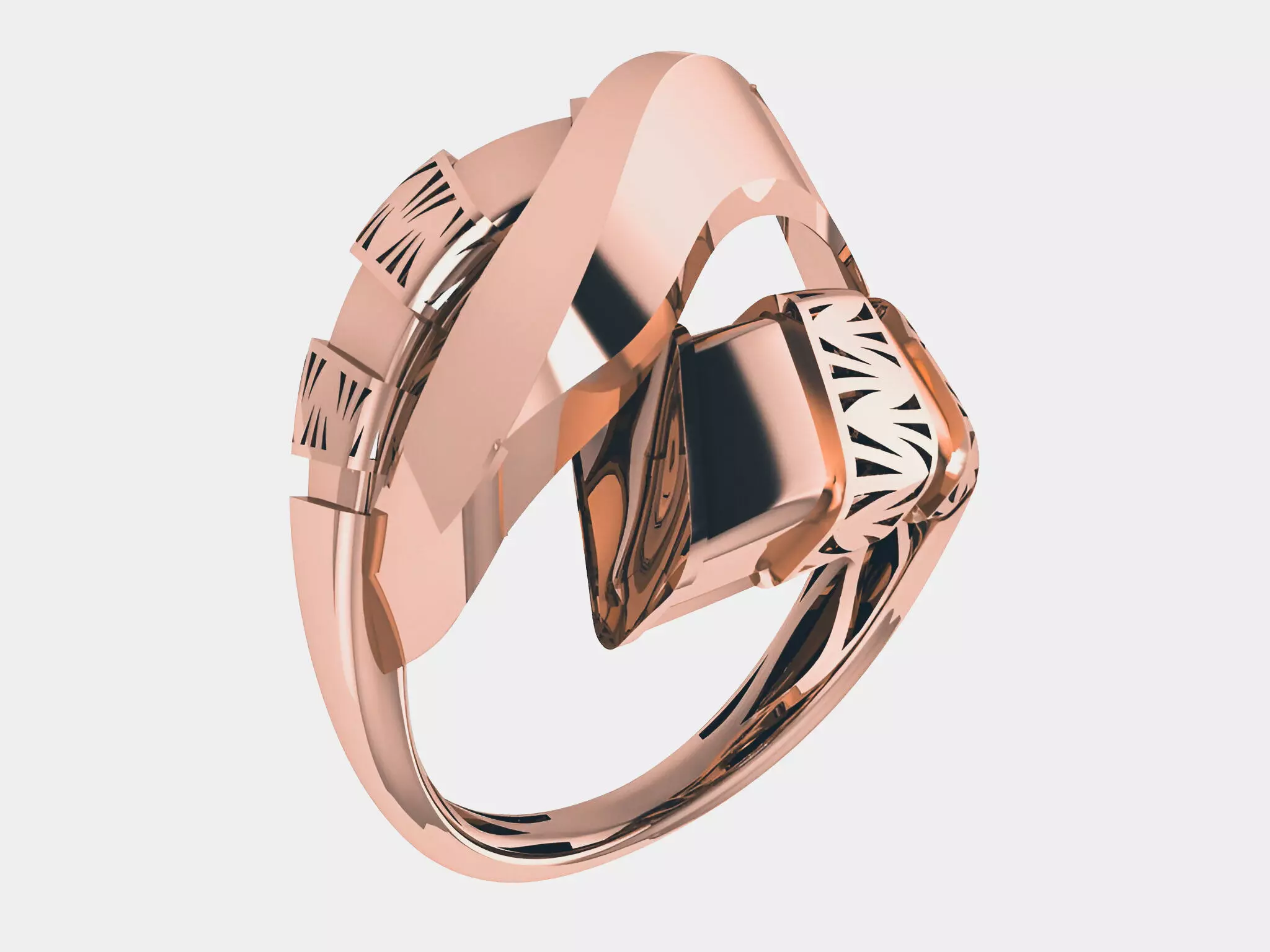 Curved Plain gold ring 3D print model
