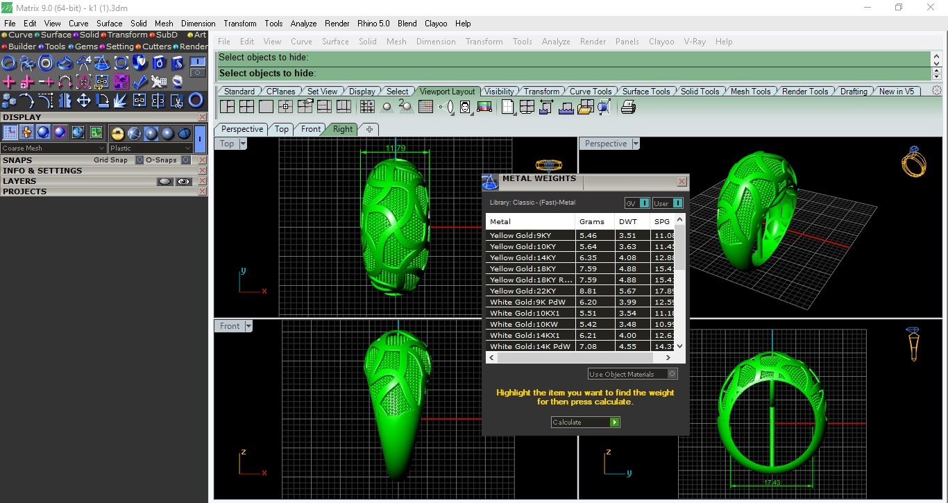 Woven Lines on Beads Plate Plain gold band ring 3D print model_3