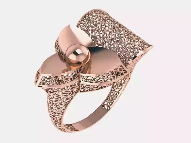 Flower Wire Mesh Plain gold ring