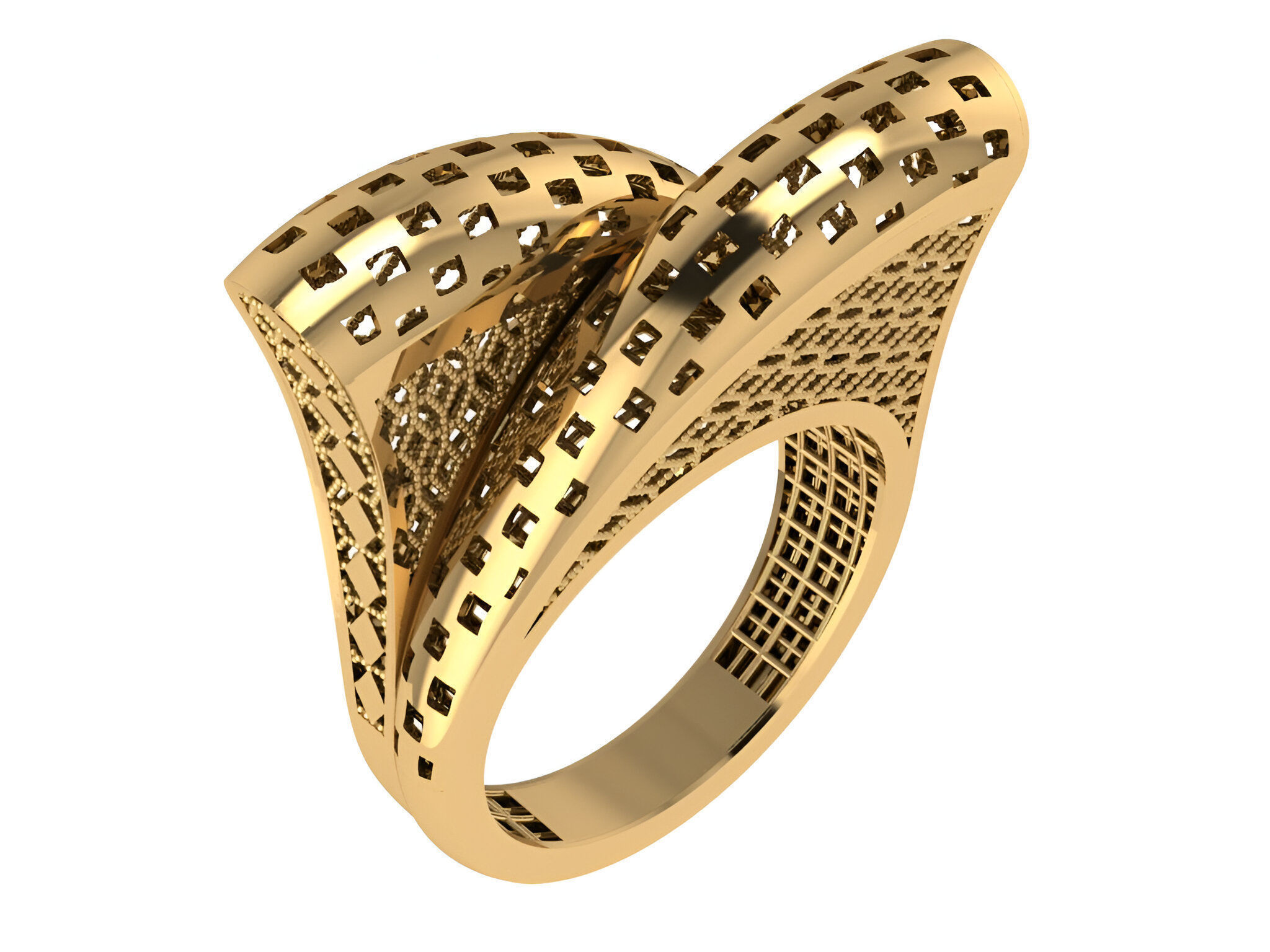 Plain gold ring 3D print model_1