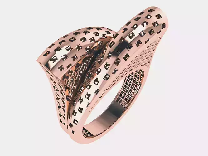 Wire Mesh Square Plain gold ring